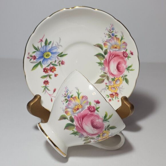 Foley Teacup and Saucer Mother Pink Roses Vintage - Picture 8 of 8